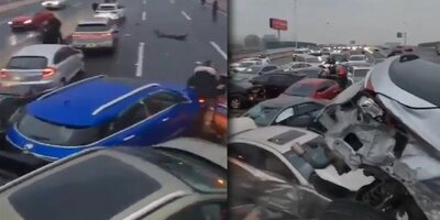 (فیلم) تصادف زنجیره‌ای وحشتناک 100 خودرو در چین فاجعه به بار آورد!