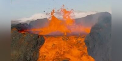 (ویدئو) لحظه شگفت انگیز شروع مجدد فوران آتشفشان در ایسلند/ تماشای این پدیده حیرت انگیز را از فاصله نزدیک اصلا از دست ندهید!