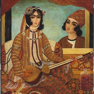 (تصاویر) پوشش جالب اولین بانوان نوازنده قاجاری در خیابان/ اولین موسیقی خیابانی که توسط بانوان اجرا شد